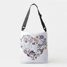 Retro Halloween Geister und Kürbisherzen