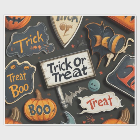 Retro Halloween Geschenkpapier (Flach)