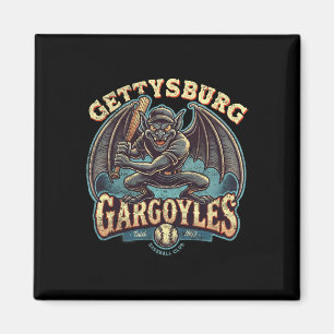 Retro Halloween Gettsyburg Gargoyles Mini League Magnet