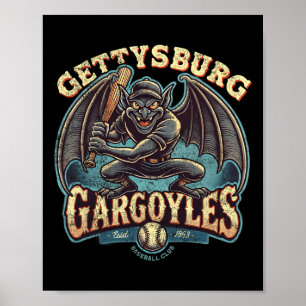 Retro Halloween Gettsyburg Gargoyles Mini League Poster