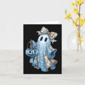 Retro Halloween Ghost Denim Muster Bow Männer Frau Karte (Gelbe Blume)