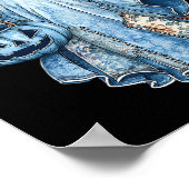 Retro Halloween Ghost Denim Muster Bow Männer Frau Poster (Ecke)
