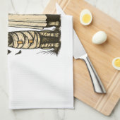 Retro Halloween Ghost French Bulldog Gothic Png Geschirrtuch (Viertel Falte)