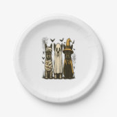 Retro Halloween Ghost French Bulldog Gothic Png Pappteller (Vorderseite)