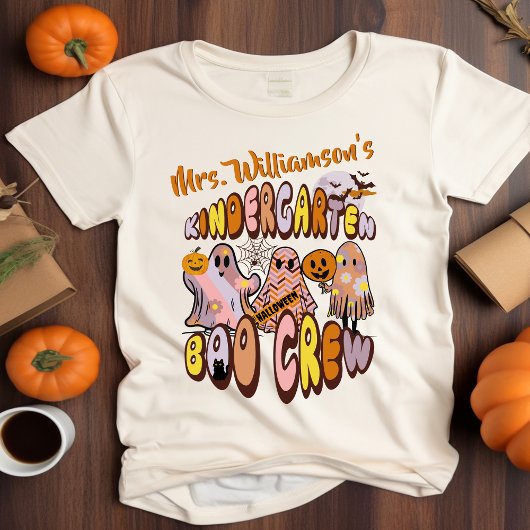 Retro Halloween Ghost Kindergarten Lehrername T-Shirt