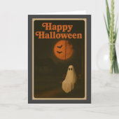 Retro Halloween Ghost Moon Karte (Vorderseite)