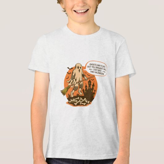 Retro Halloween Ghost Safety - Bleibe Safe Tri-Blend Shirt (Vorderseite)