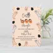 Retro Halloween Ghost Unser kleiner Boo Confetti Einladung (Stehend Vorderseite)