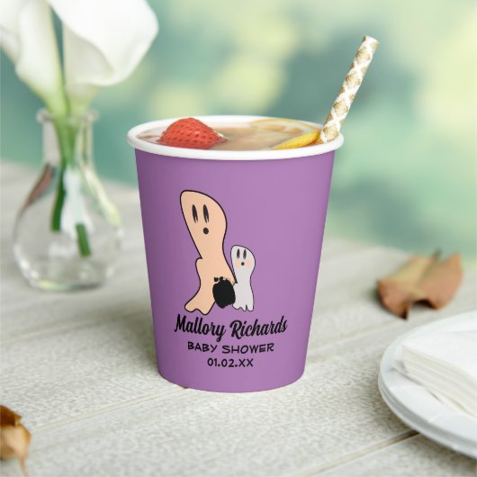 Retro Halloween Ghost Unsere kleine Boo Baby Dusch Pappbecher (In Situ)