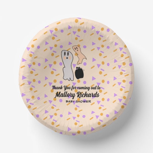 Retro Halloween Ghost Unsere kleine Boo Baby Dusch Pappteller (Vorderseite)