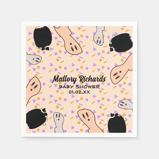 Retro Halloween Ghost Unsere kleine Boo Baby Dusch Serviette (Vorderseite)