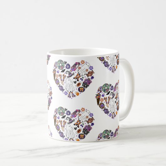 Retro Halloween Ghosts mit Roller Blades Kaffeetasse (VorderseiteRechts)