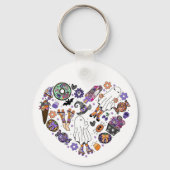 Retro Halloween Ghosts mit Roller Blades Schlüsselanhänger (Vorderseite)