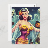 Retro Halloween Girl Postkarte (Vorne/Hinten)