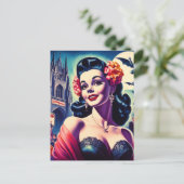 Retro Halloween Girl Postkarte (Stehend Vorderseite)