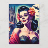 Retro Halloween Girl Postkarte (Vorderseite)