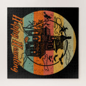 Retro Halloween glückliches Spuk Haus Puzzle (Horizontal)