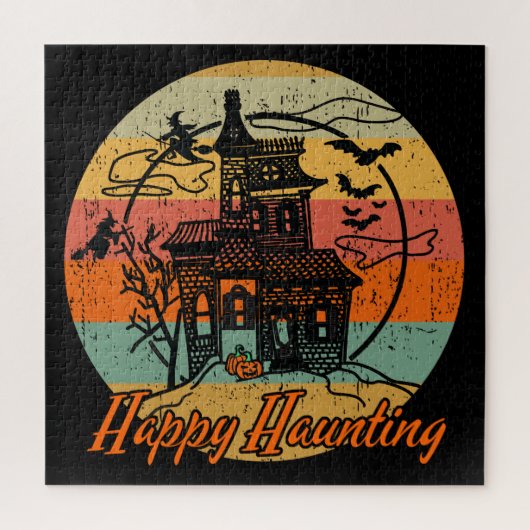 Retro Halloween glückliches Spuk Haus Puzzle (Vertikal)
