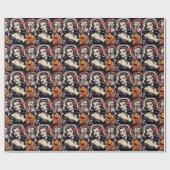 Retro Halloween Goth Button-Up Geschenkpapier (Flach)