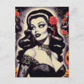 Retro Halloween Goth Button-Up Postkarte (Vorderseite)