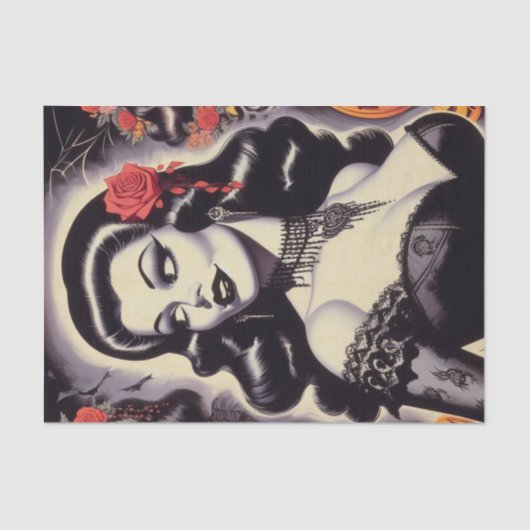 Retro Halloween Goth Button-Up Seidenpapier (Vorderseite)