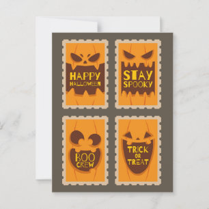 Retro-Halloween-Gruselpumpkin-Vintage-Boo-Crew Postkarte