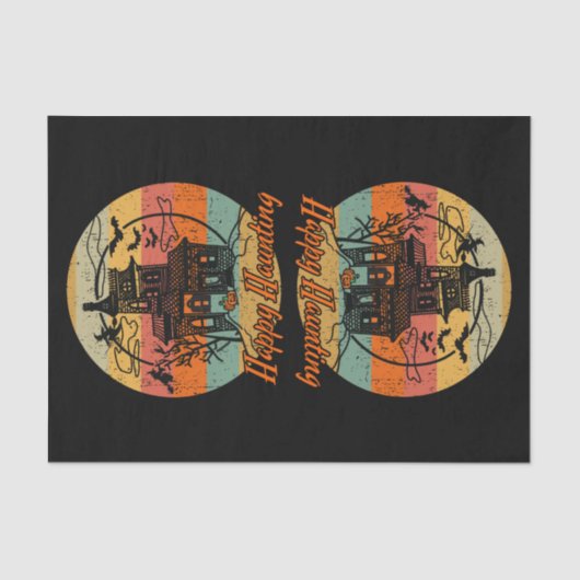 Retro Halloween Happy Haunting Spuk House Seidenpapier (Vorderseite)