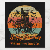 Retro Halloween Happy Haunting Spuk House Weinetikett (Einzelnes Label)