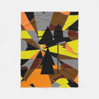 Retro Halloween Hexe Abstrakt Fleecedecke