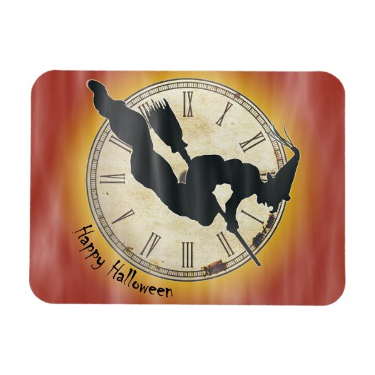 Retro Halloween Hexe auf einem Zimmer Magnet (Horizontal)