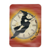 Retro Halloween Hexe auf einem Zimmer Magnet (Vertikal)