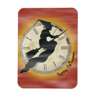 Retro Halloween Hexe auf einem Zimmer Magnet
