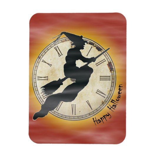 Retro Halloween Hexe auf einem Zimmer Magnet (Vertikal)