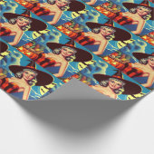 Retro-halloween Hexe-Button Geschenkpapier (Ecke)