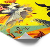 Retro Halloween Hexe-Button Poster (Ecke)