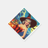 Retro-halloween Hexe-Button Serviette (Ecke)
