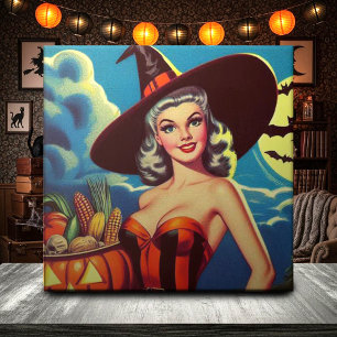 Retro-Halloween-Hexen-Pin-up Fliese