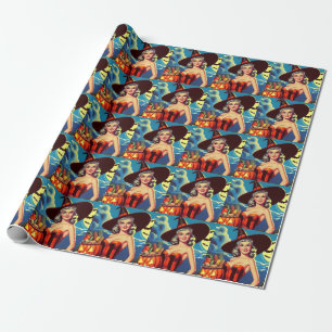 Retro-Halloween-Hexen-Pin-up Geschenkpapier