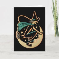 Retro-Halloween-Hexenkarte