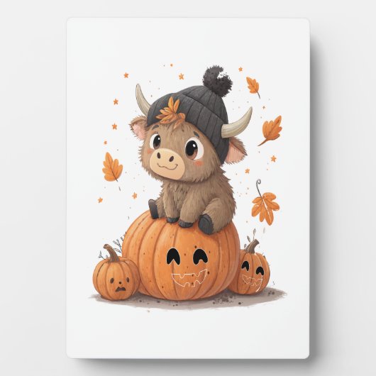 Retro Halloween Highland Cow 2 Fotoplatte (Vorderseite)