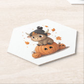 Retro Halloween Highland Cow 2 Untersetzer (angewinkelt)
