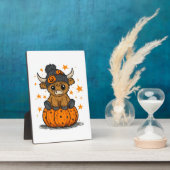 Retro Halloween Highland Cow Fotoplatte (Seite)