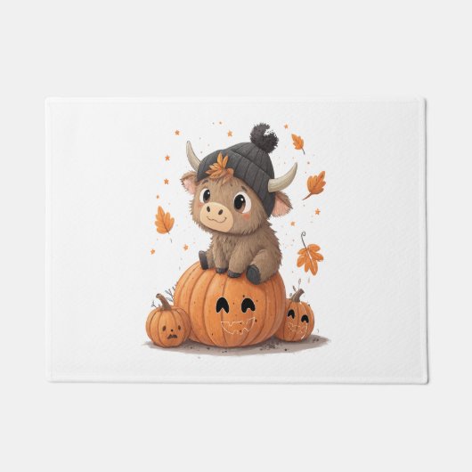 Retro Halloween Highland Cow Fußmatte (Vorderseite)