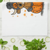 Retro Halloween Highland Cow Geschirrtuch (Gefaltet)