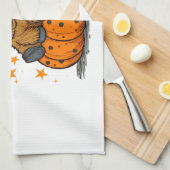 Retro Halloween Highland Cow Geschirrtuch (Viertel Falte)