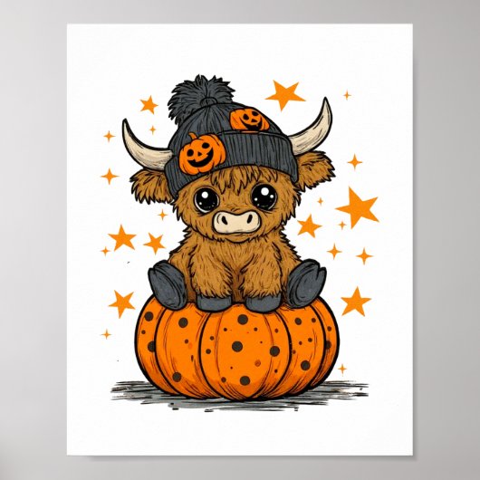 Retro Halloween Highland Cow Poster (Vorne)