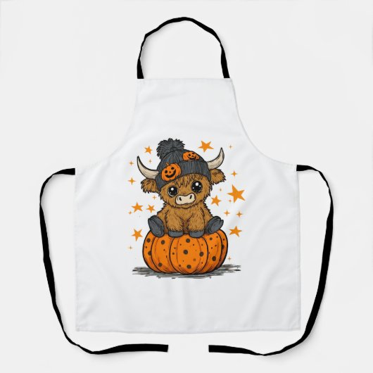 Retro Halloween Highland Cow Schürze (Vorderseite)