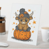 Retro Halloween Highland Cow Sockelschild (In Situ)