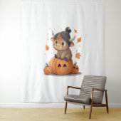 Retro Halloween Highland Cow Wandteppich (Beispiel)