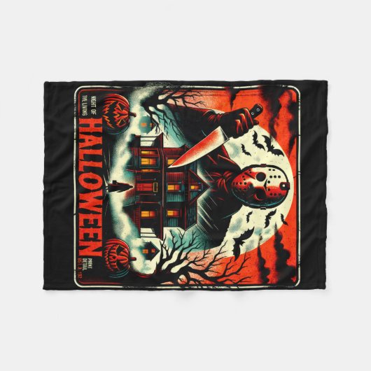 Retro Halloween Horror Night 80er Slasher Vibes Fleecedecke (Vorderseite (Horizontal))